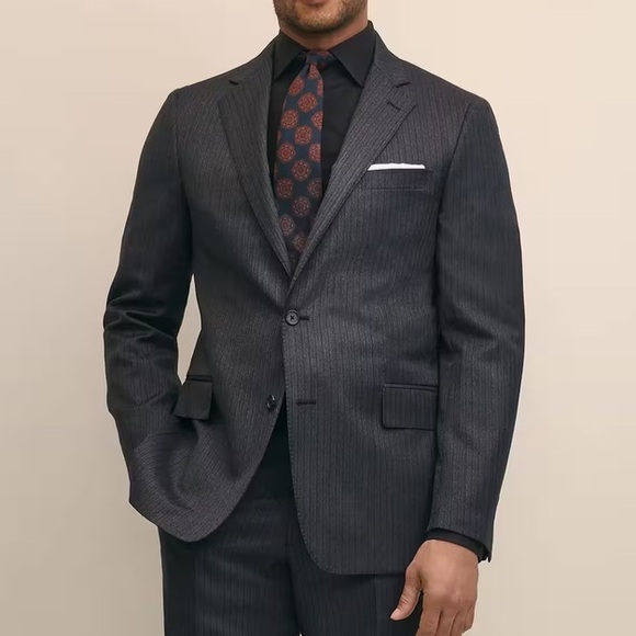 Brooks Brothers Charcoal Grey Classic Fit‎ Wool Pinstripe Blazer Size 44L
